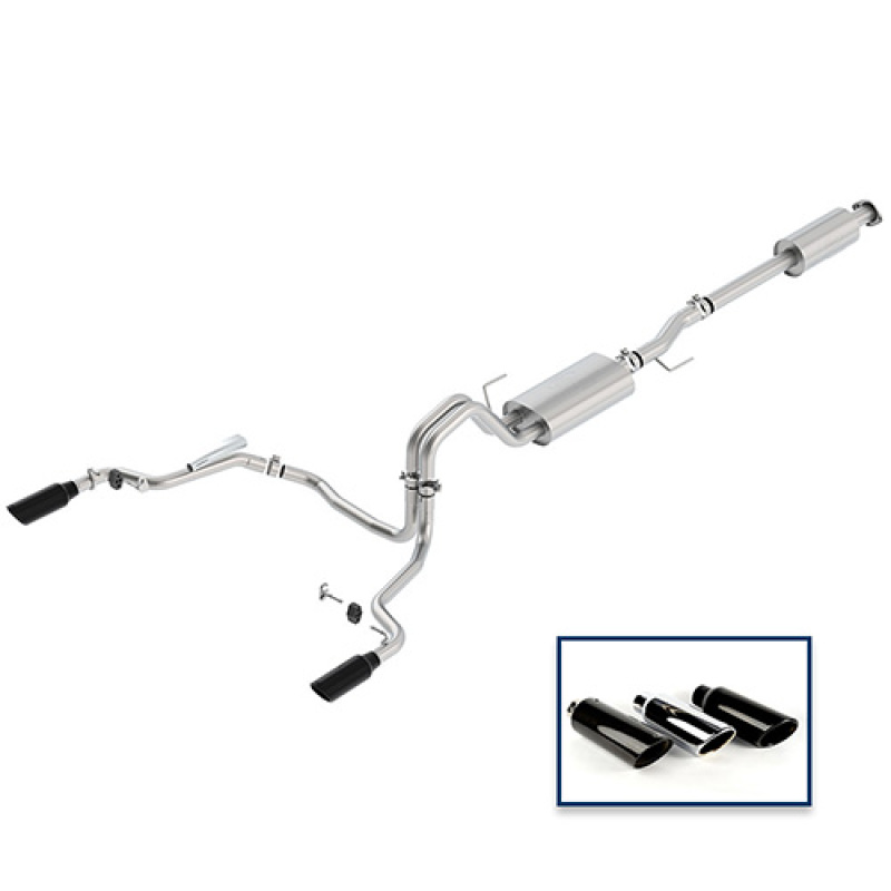 Ford F-150 Performance Exhaust - Rear Exit - Ford Racing - Cat Back Touring - Black Chrome - `15-`18 Ford F-150 Performance Exhaust - Rear Exit - Ford Racing - Cat Back Touring - Black Chrome - `15-`18